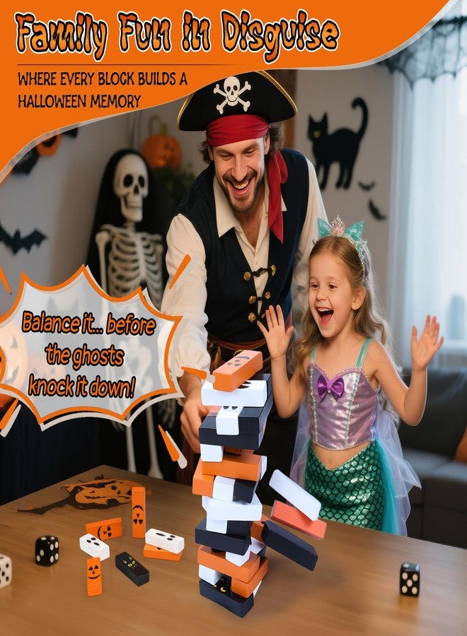 YIBOBO Halloween Wooden Block Stacking Game, Precision Stacking Challenge and Hand-Eye Coordination Challenge Toys,Suitable for Halloween Parties or Events, for Adults and Kids Aged 3+ (Halloween) - Image 5